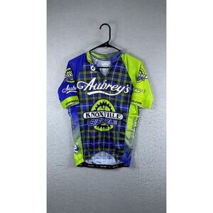 Pactimo Aubrey's Knoxville Bicycle Cycling Jersey Mens Small Blue Plaid Full Zip